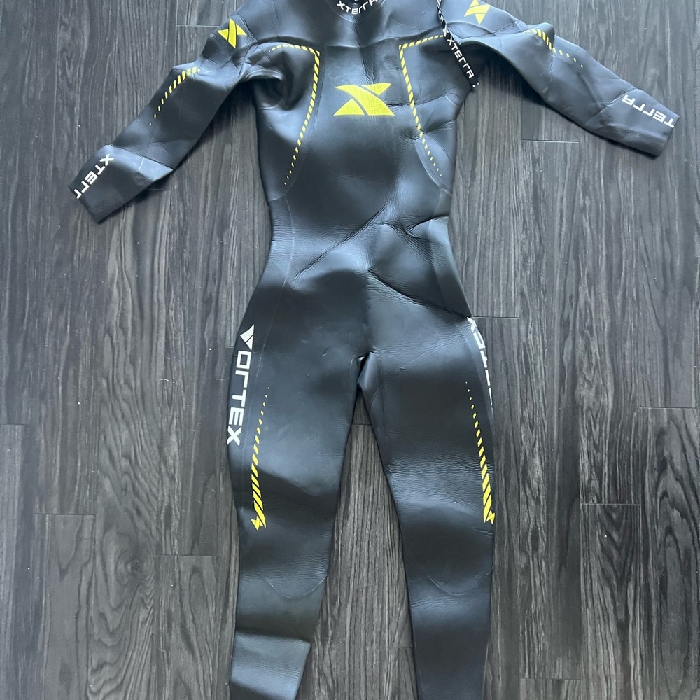 Men's Black and Yellow Swim Wetsuit